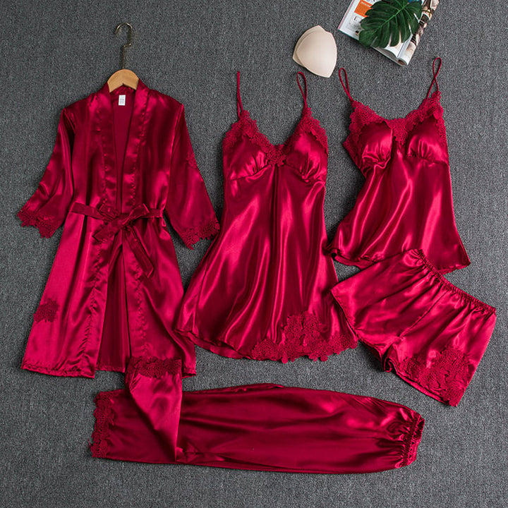 Remi | 5-Piece Silk Lace Nightwear Set