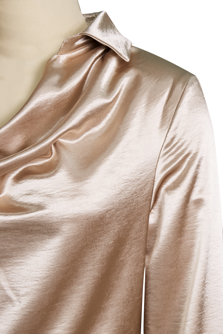 Lenora | Elegant Satin Blouse with Draped Neckline