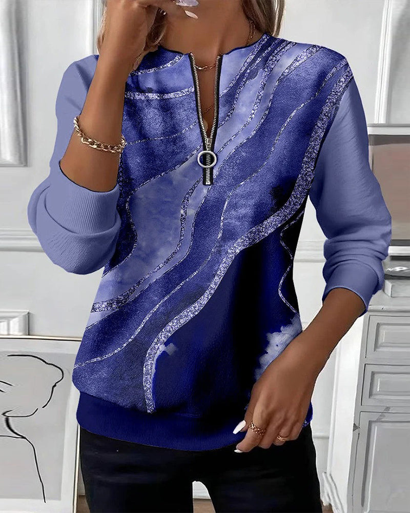 Sienna | Half-Zip Sweatshirt with Vintage Print