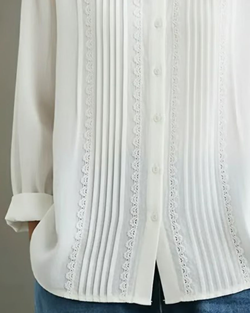 Soleia │ Shirt Doll Collar Solid Color Long Sleeve