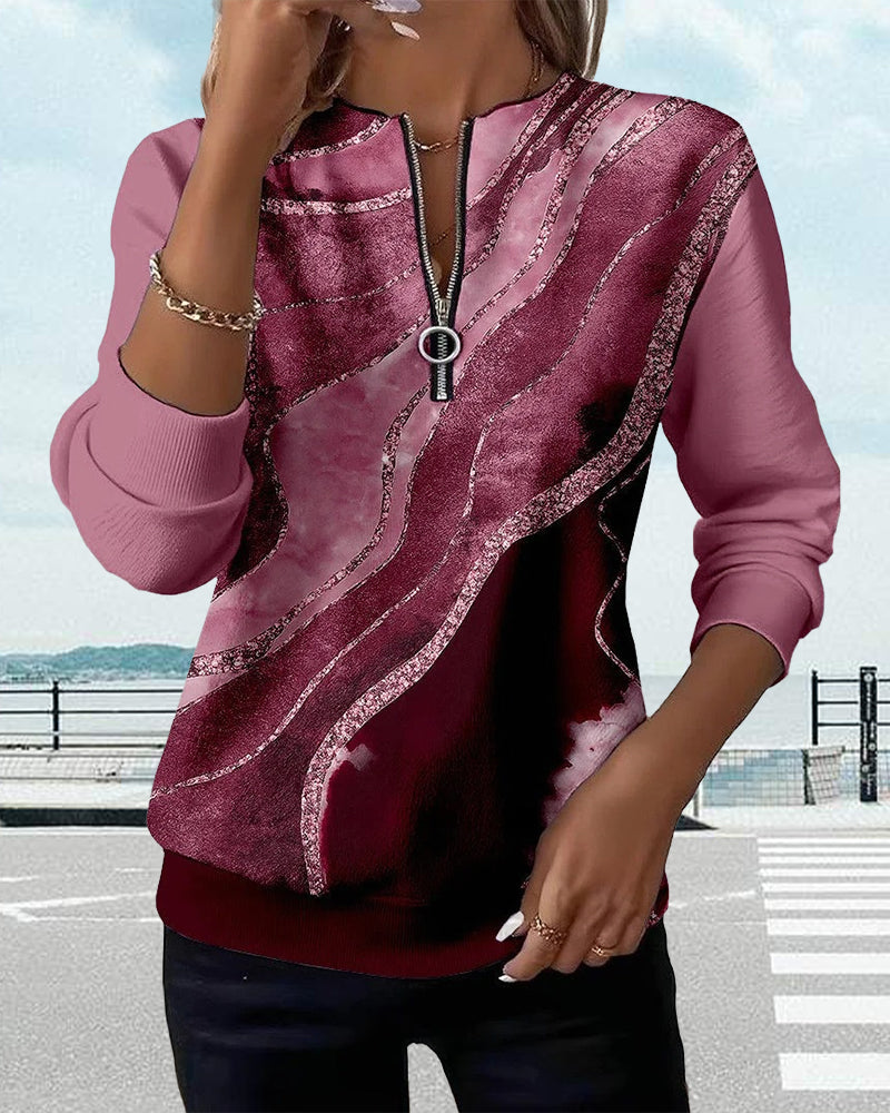 Charlotte | Half-Zip Sweatshirt with Vintage Print