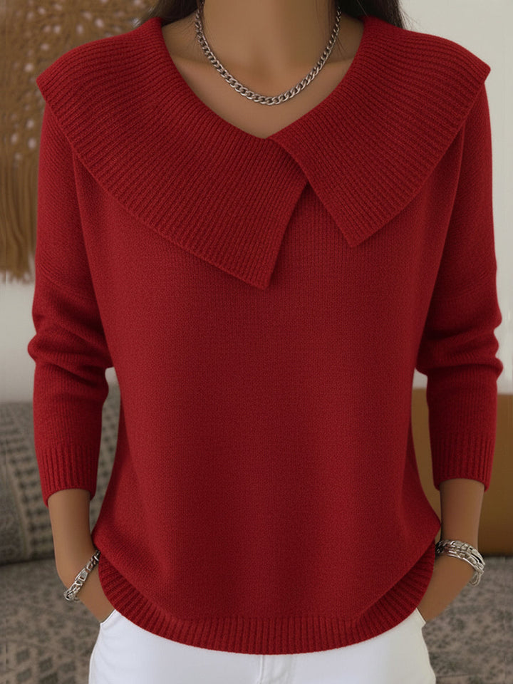 Marissa | Elegant Fold-Over Collar Knit Sweater