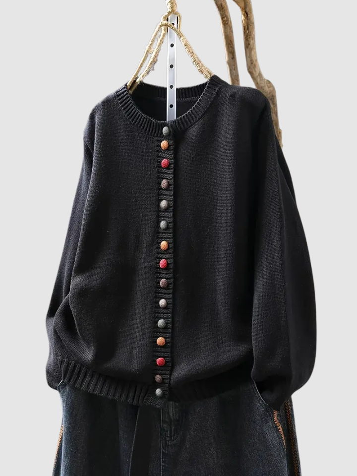 Lena | Knitted Cardigan with Colorful Buttons