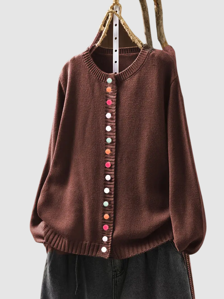 Lena | Knitted Cardigan with Colorful Buttons