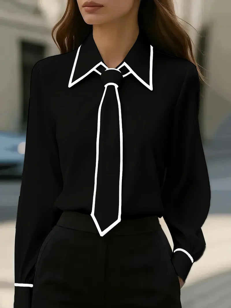 Monique | Contrast Tie Blouse