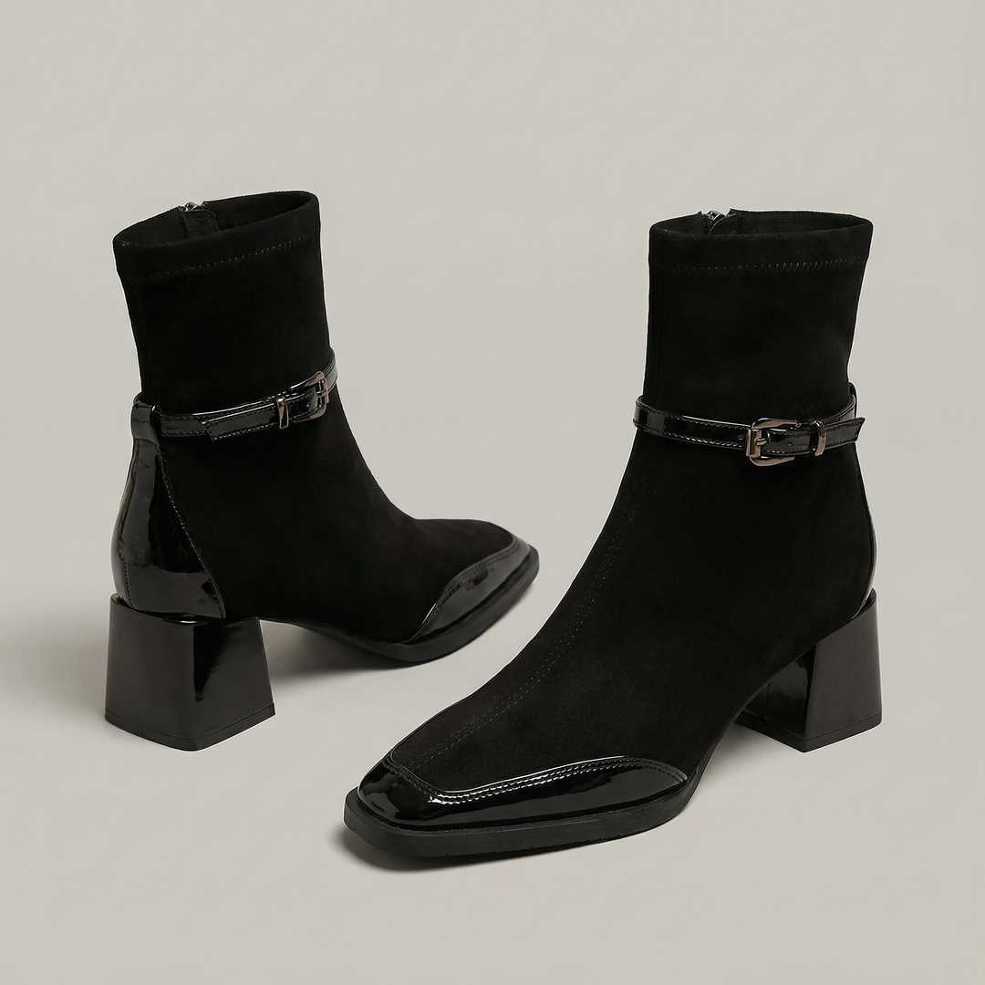 Rosalind | Elegant Suede Ankle Boots with Mid Heel