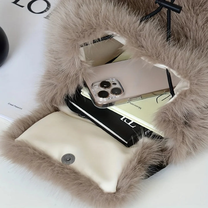 Bernice | Faux Fur Drawstring Backpack