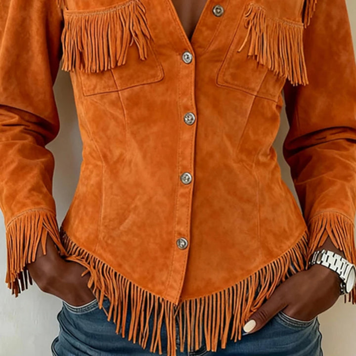 Scarlette │ Fringe Suede Button-Up Blouse