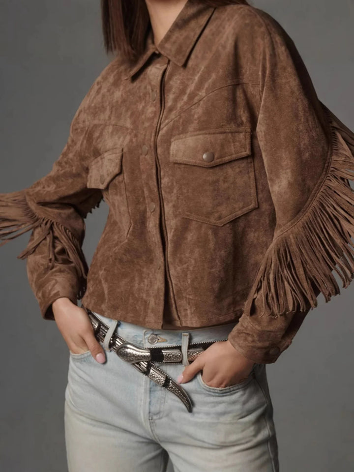 Clara | Suede Fringe Cropped Jacket