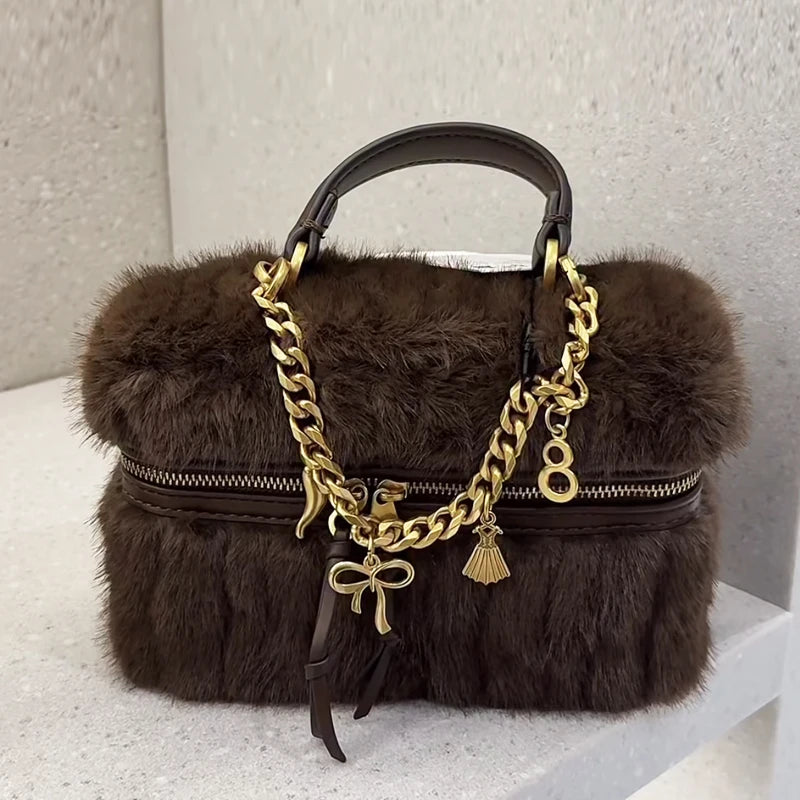 Courtney | Faux Fur Mini Box Shoulder Bag