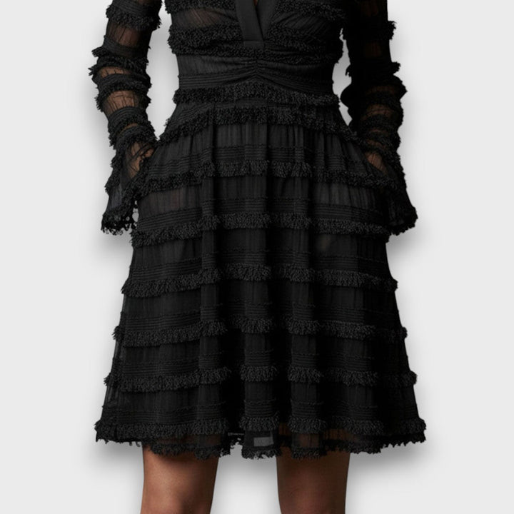 Patricia | Elegant Sheer Fringe Midi Dress