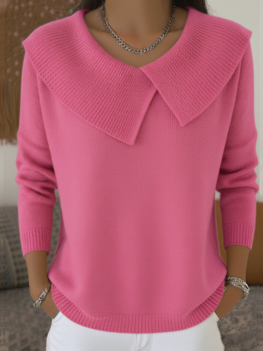 Marissa | Elegant Fold-Over Collar Knit Sweater