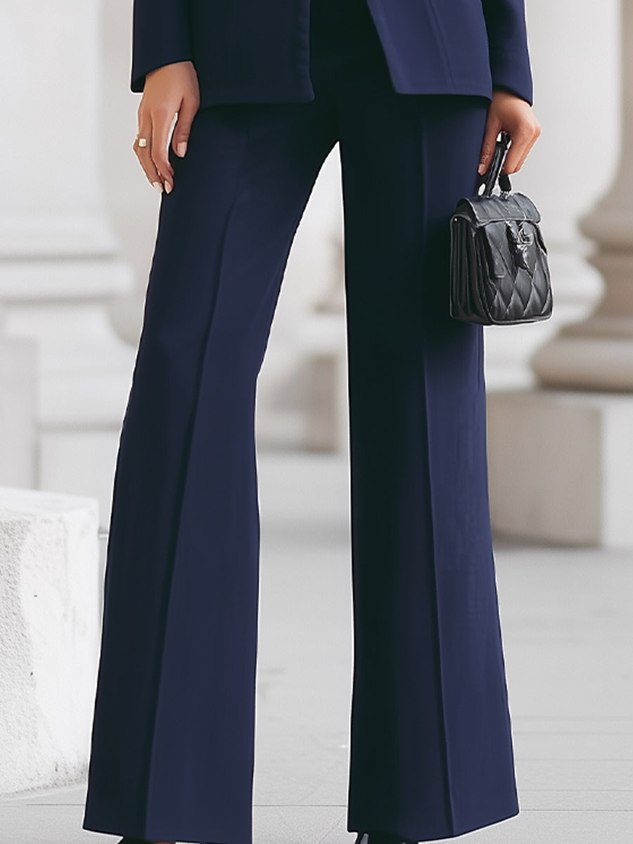 Lauren | Sophisticated High-Collar Blazer & Wide-Leg Trousers Suit
