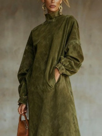 Annalise | Suede Fringe Turtleneck Dress